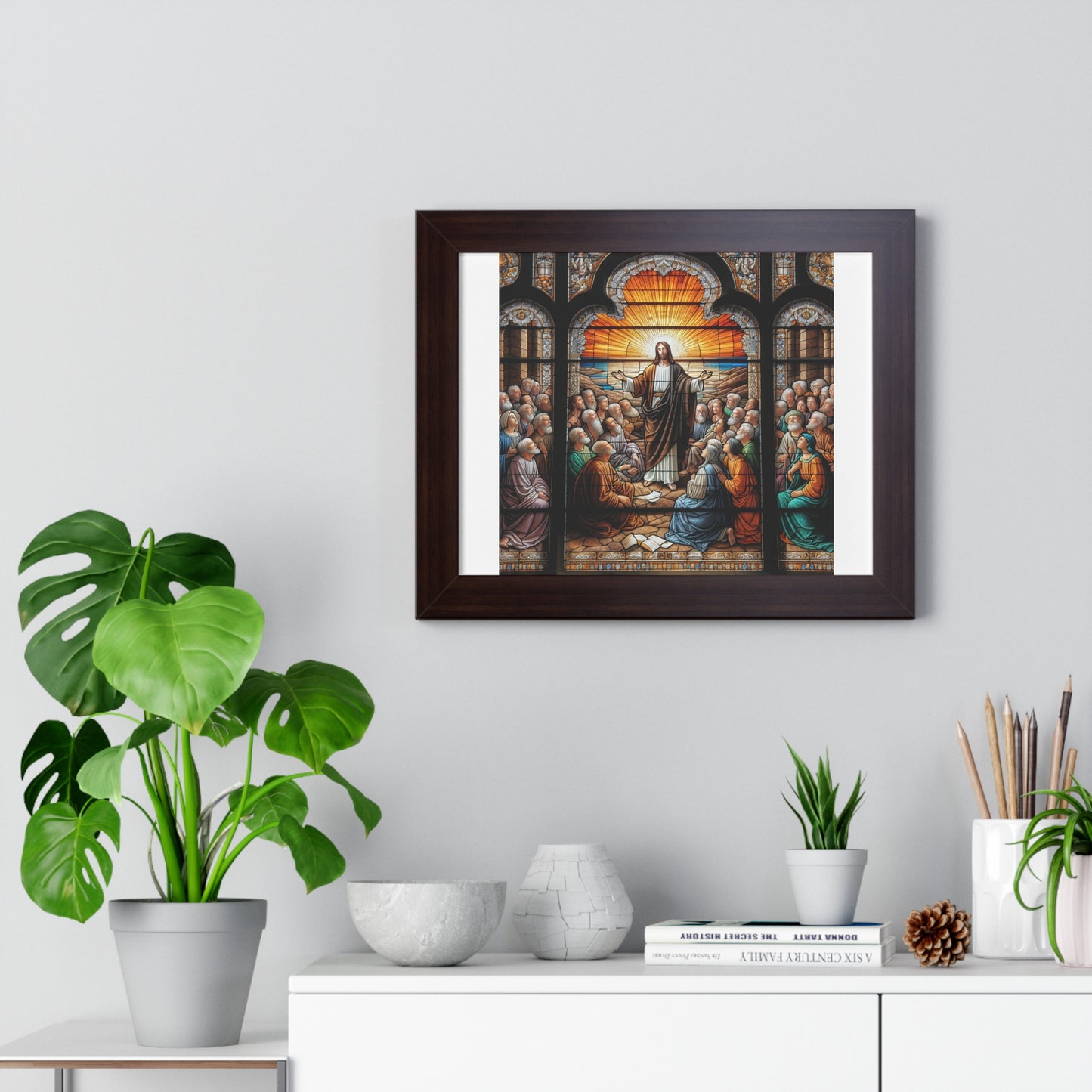 Framed Religious Art Poster, Inspirational Wall Decor, Christian Home Decoration, Gift for Believers, Faith-Based Art Print