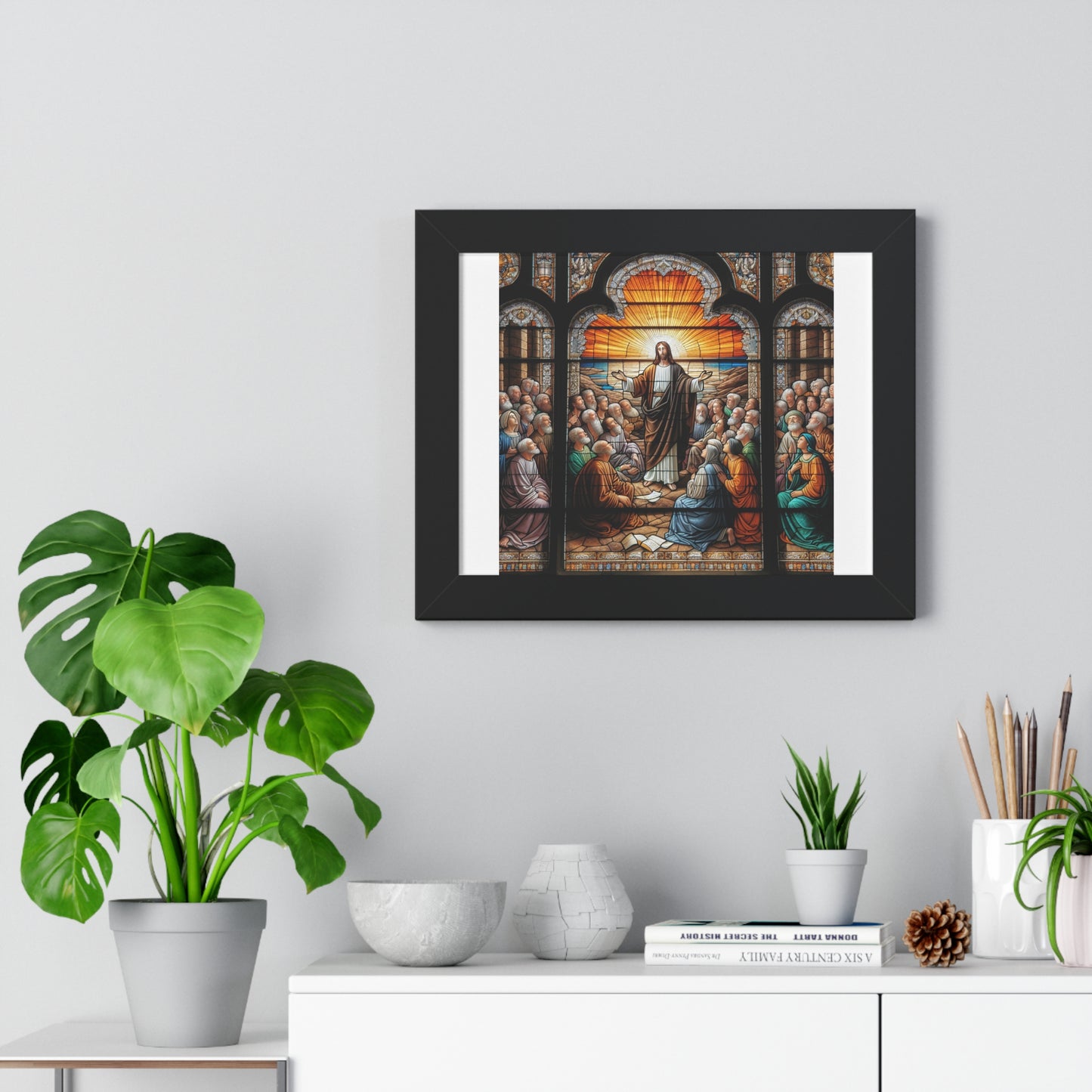 Framed Religious Art Poster, Inspirational Wall Decor, Christian Home Decoration, Gift for Believers, Faith-Based Art Print