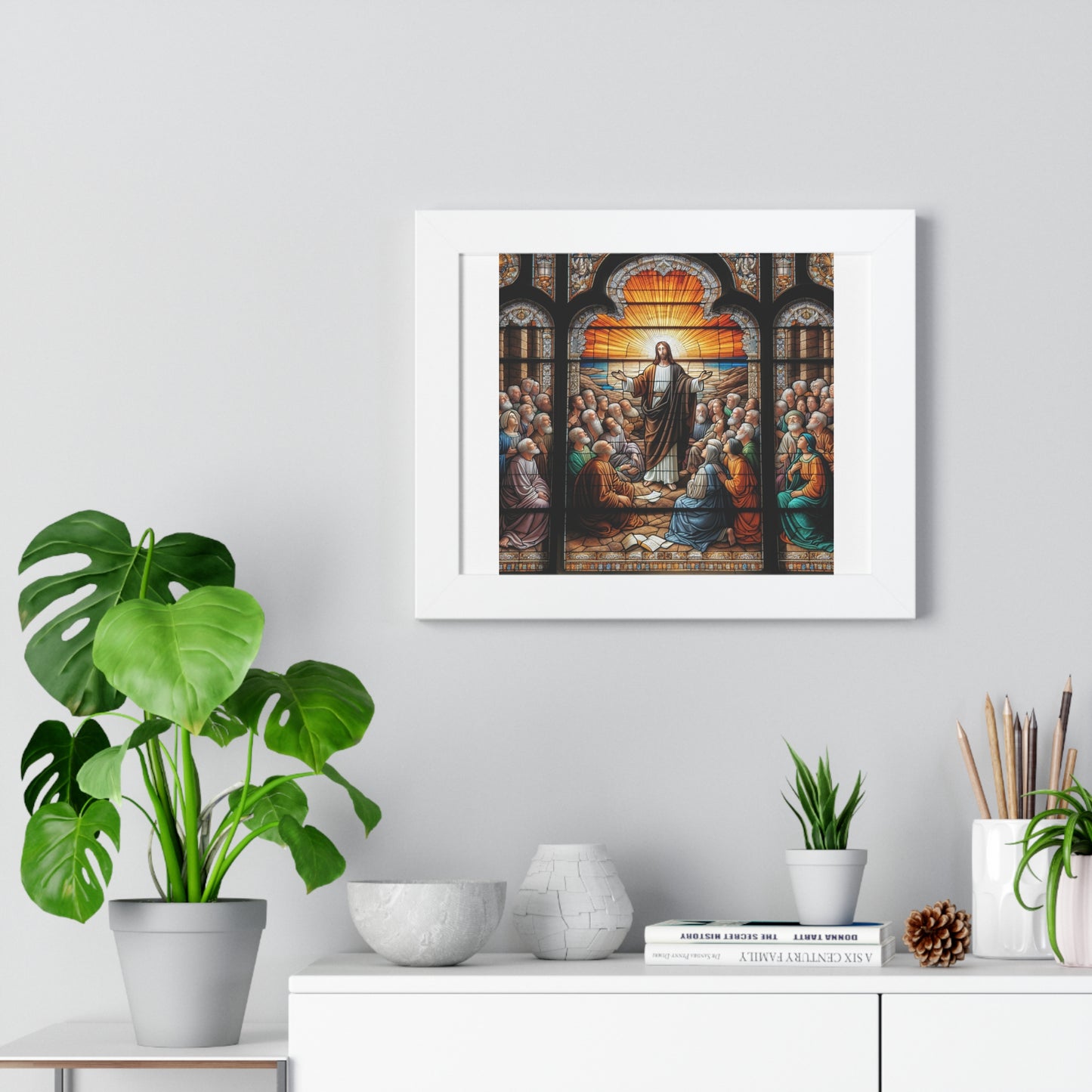 Framed Religious Art Poster, Inspirational Wall Decor, Christian Home Decoration, Gift for Believers, Faith-Based Art Print
